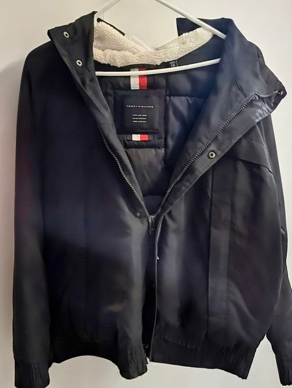 Tommy Hilfiger Men's Hooded Bomber Jacket - Navy Blue - Size XXL